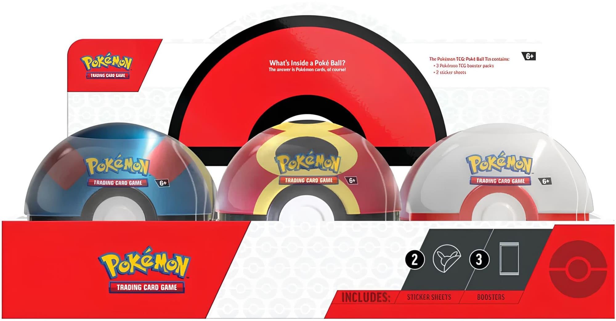 Pokémon PKM Pokeball Tin Autumn 2025 DE, 3 Booster Packs + 2 Sticker Sheets