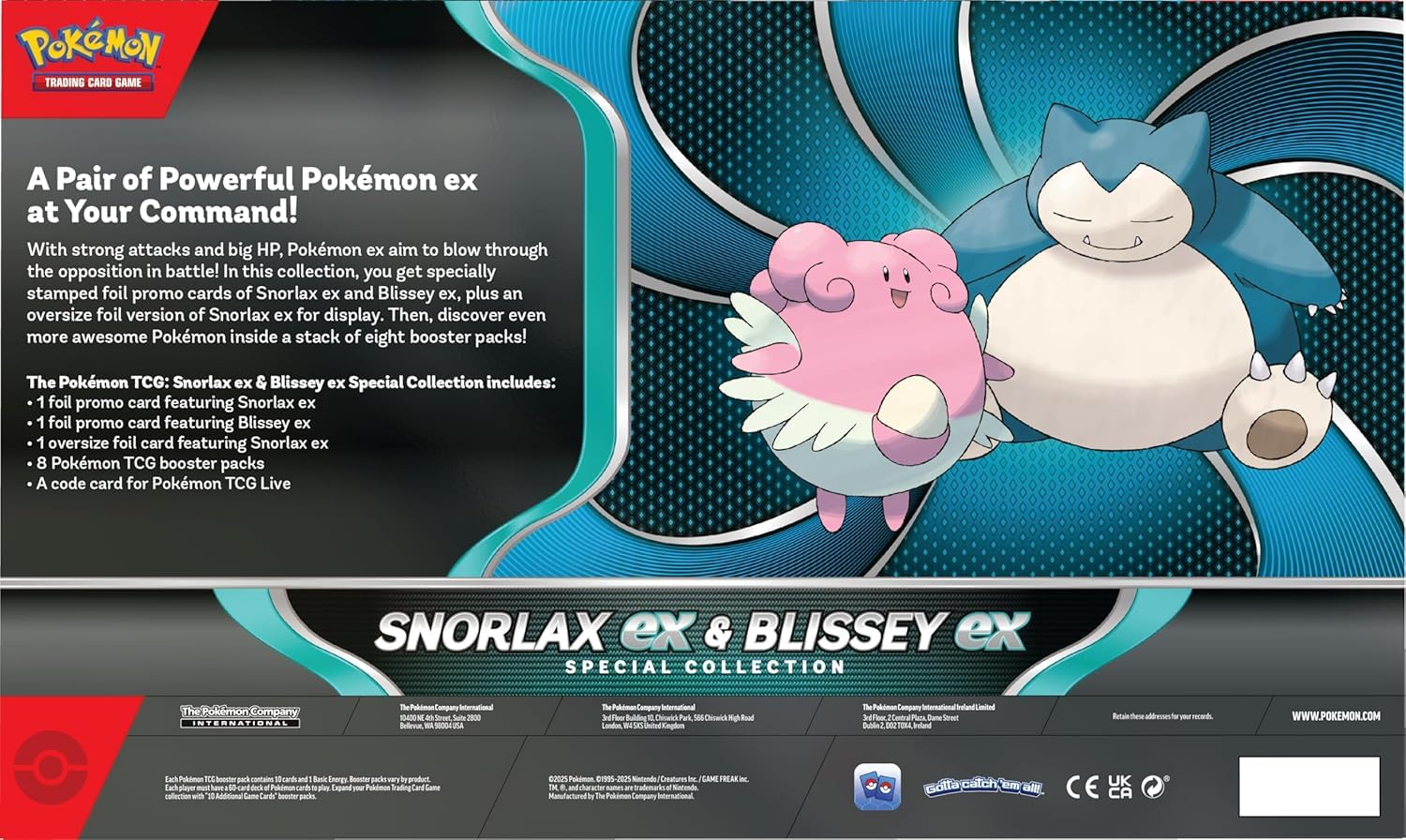 Pokemon TCG Trading Card Game Snorlax ex and Blissey ex Special Collection Box - 8 Packs, 1 Oversized Promo and 2 Regular Size Promos