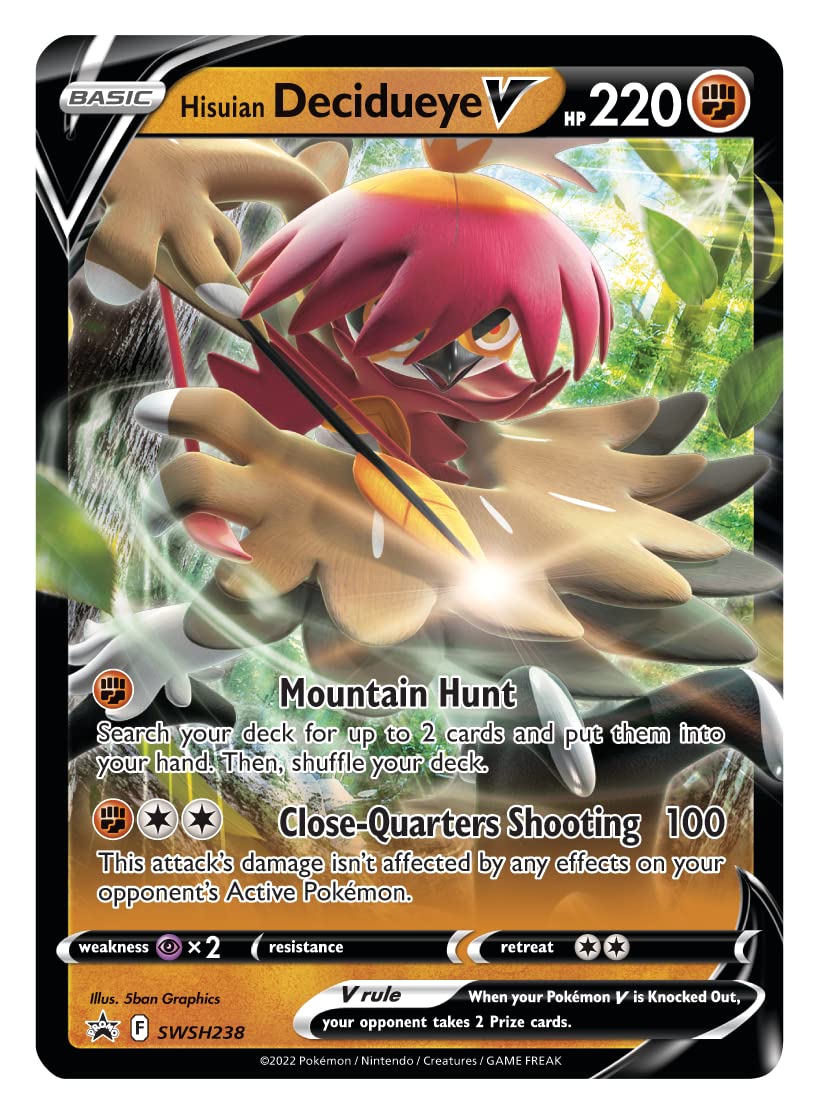Pokémon TCG: Divergent Powers Tin – Hisuian Decidueye V (1 Foil Card & 4 Booster Packs)