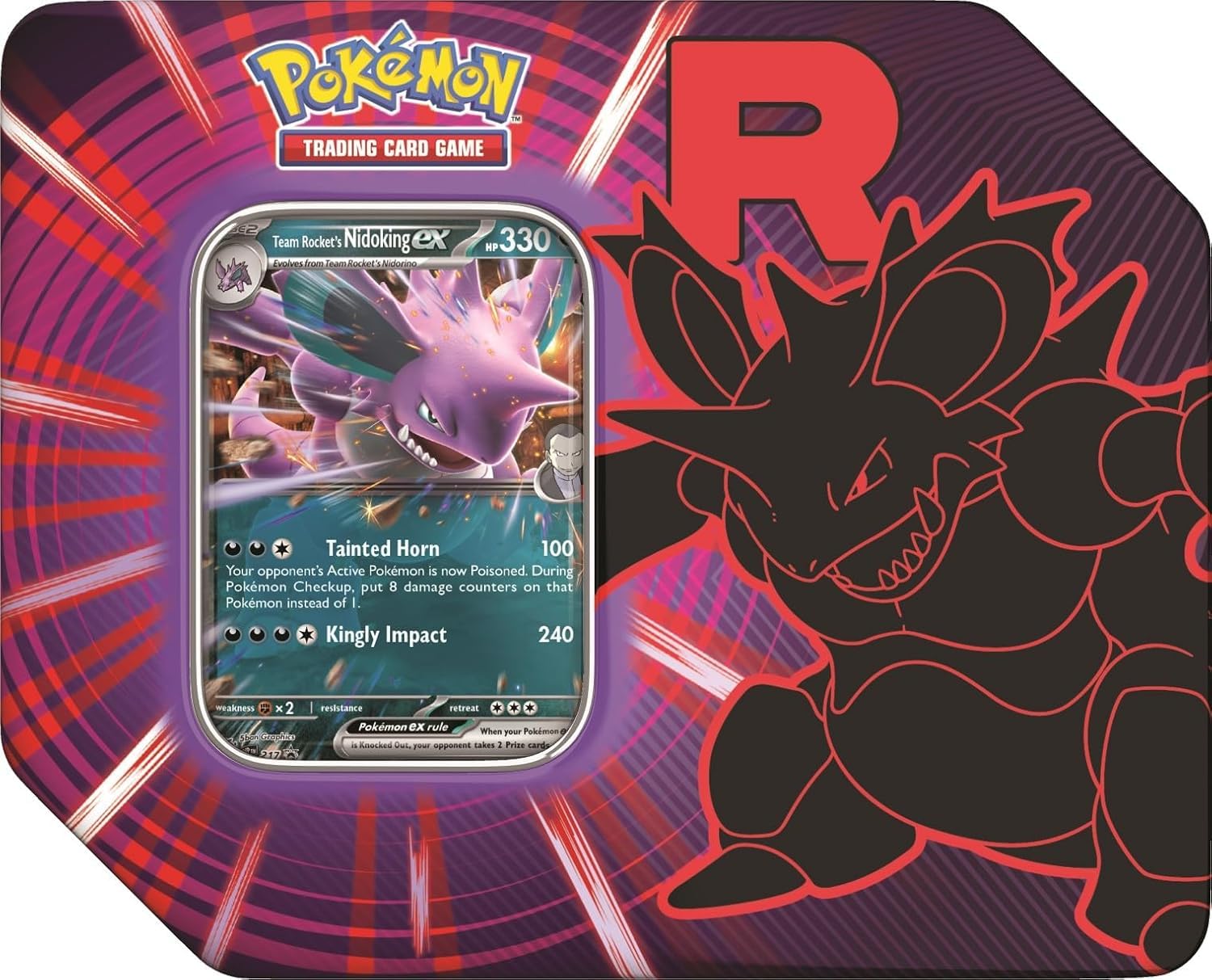 Pokemon Trading Card Game Team Rocket Collector Tin with 5 Booster Packs and Promo Card (Nidoking)