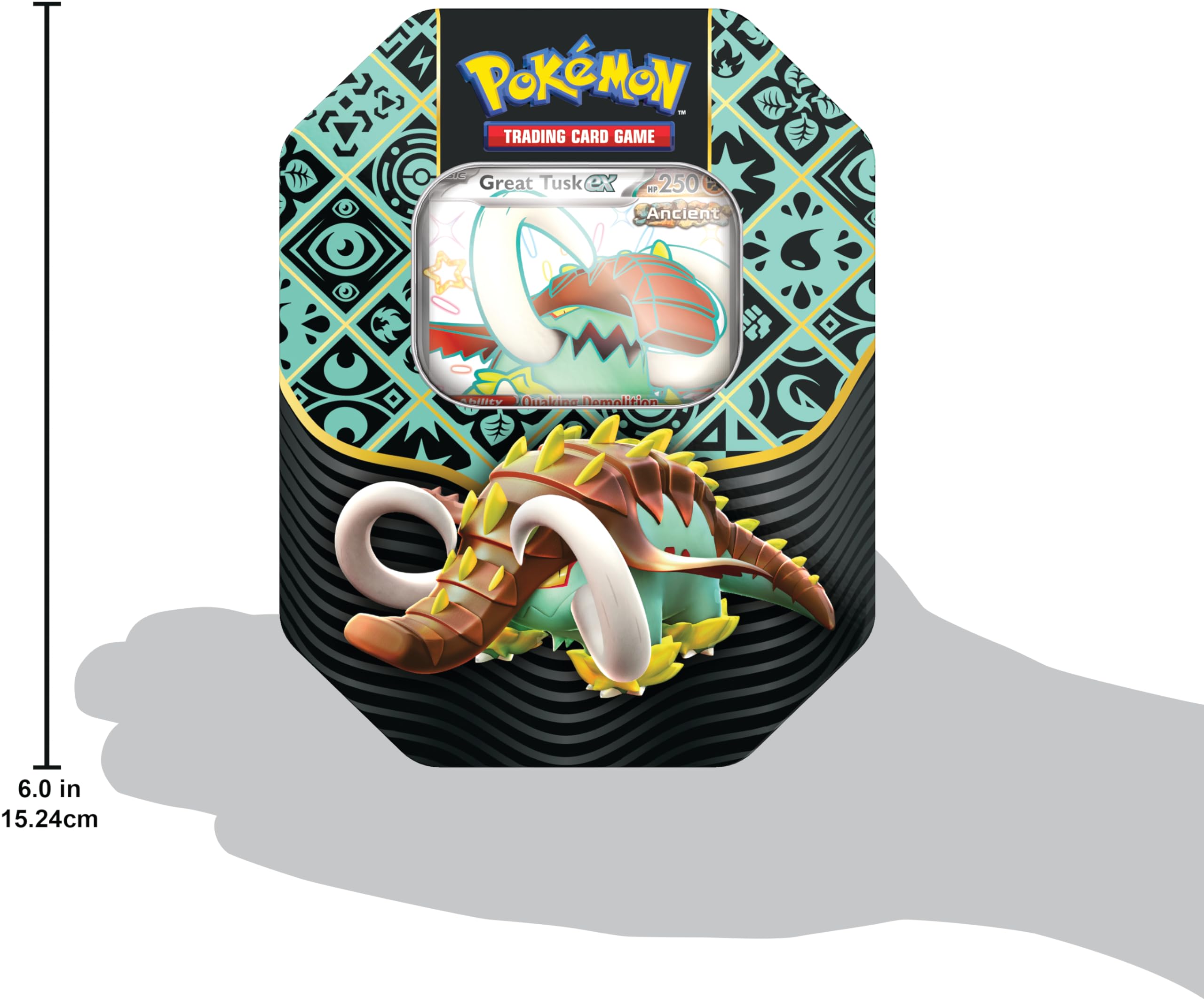 Pokémonémon Pokémon Trading Card Game Scarlet & Violet 04.5 Paldean Fates ex Tin Great Tusk, Green