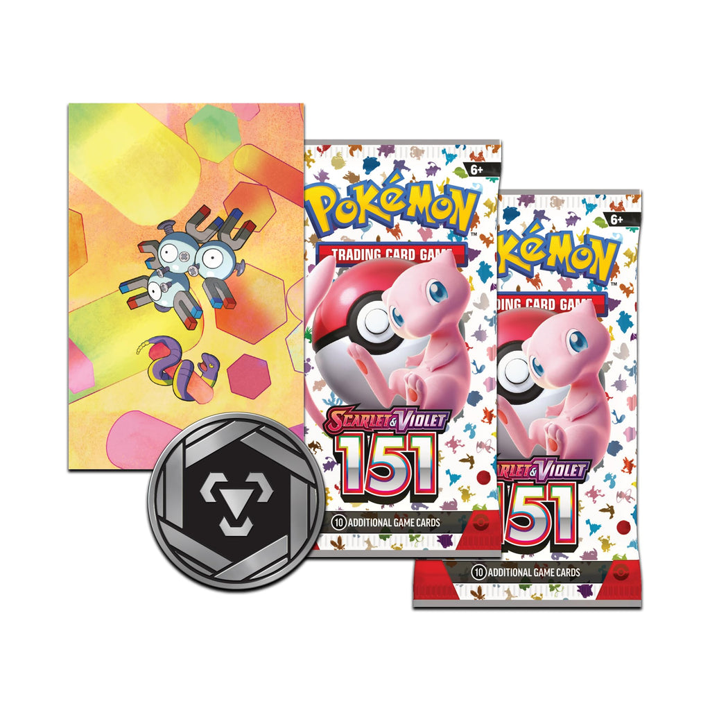 Pokémon TCG: Scarlet & Violet—151 Mini Tin – Magneton (2 Booster Packs, 1 Coin & 1 Art Card)
