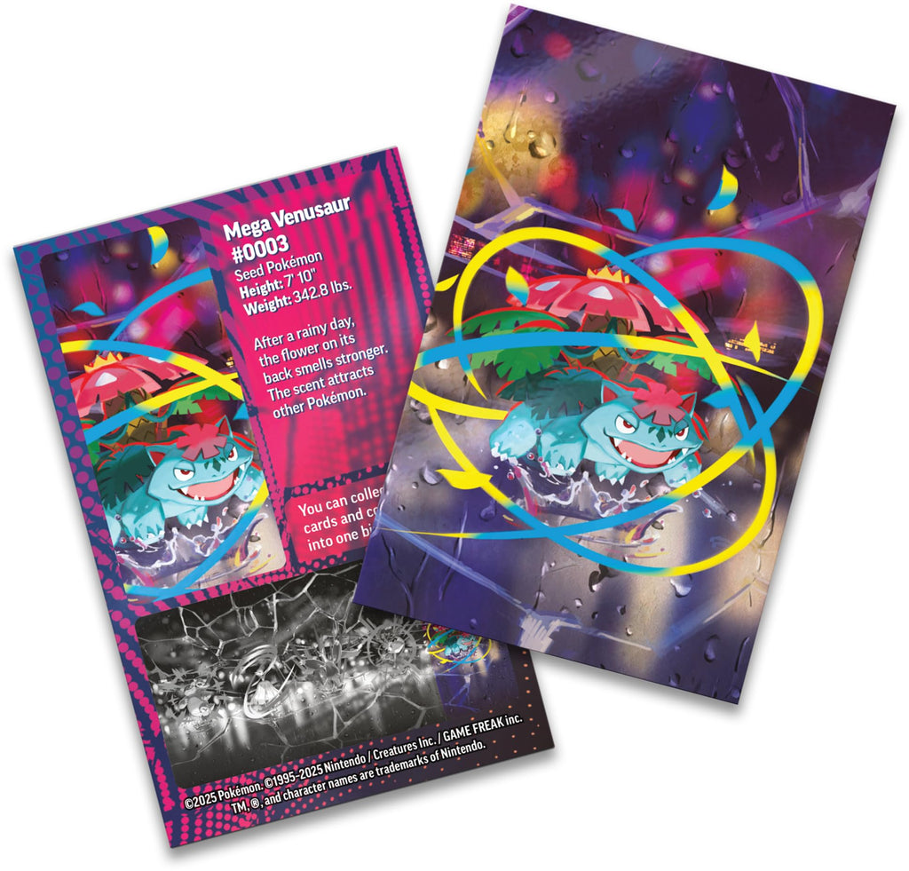 Pokémon TCG: Mega Heroes Mini Tin – Mega Venasuar (1 Sticker, 1 Art Card & 2 Booster Packs)