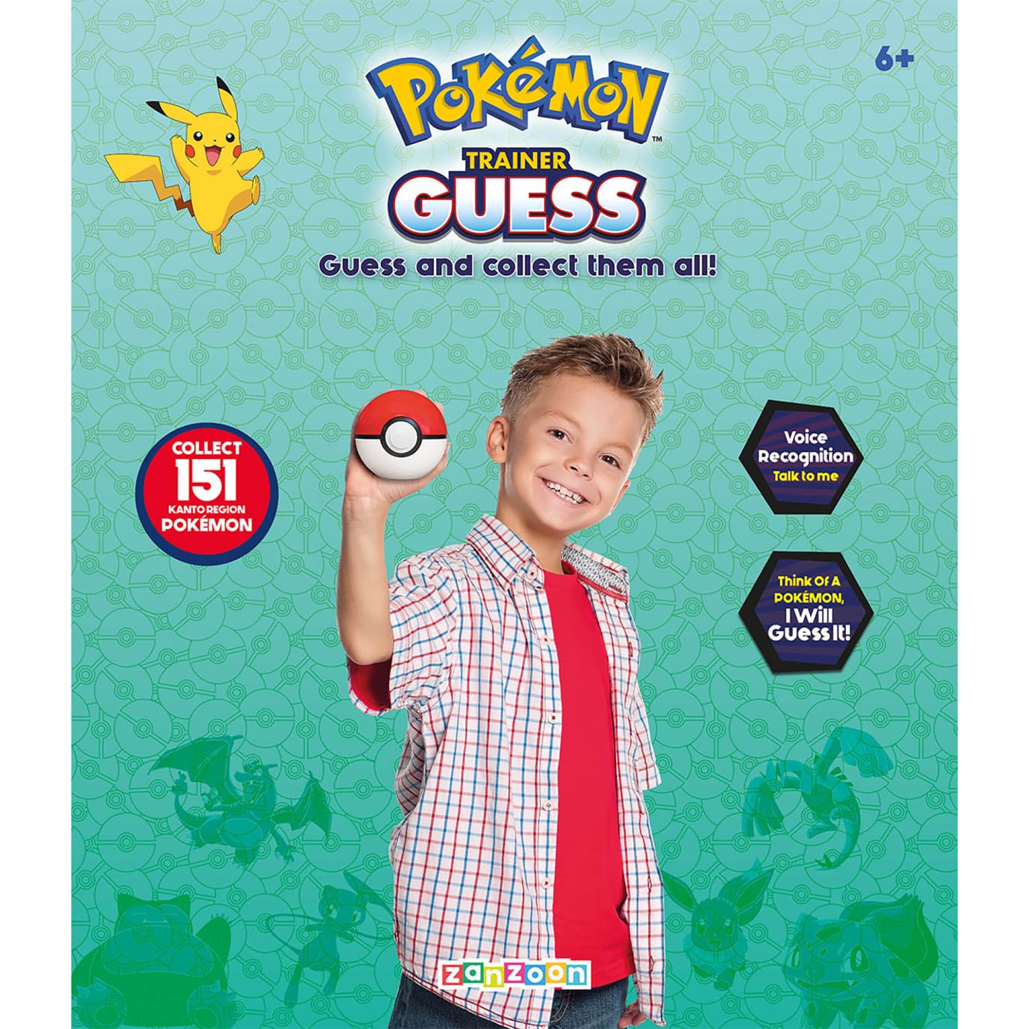 Pokemon Trainer Guess - Kanto - Electronic Guessing Game, Collect 151 Regional Pokemon, Field Guide, Talk to Your Light & Sound Poke Ball, Kids 6+ Brown Box Packaging